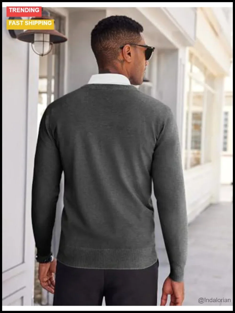 V-Neck Lightweight Knitted Pullover Sweater Slim Fit
